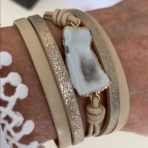 Saachi Leather & Agate Bracelet